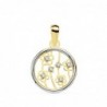 18K COLGANTE REDONDO BICOLOR FLORES. 12MM
