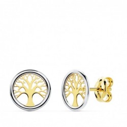 18K PENDIENTES ORO BICOLOR...