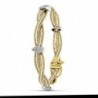 18K PULSERA ORO BICOLOR HOJAS Y CIRCONITAS
