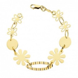 18K PULSERA FLORES CHAPITAS...