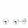 18K PENDIENTES ORO BLANCO BOLA LISA 5 MM. CIERRE TUERCA.