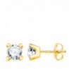 18K PENDIENTES ORO AMARILLO CIRCONITAS 5 MM. 4 GARRAS. CIERRE PRESIÓN