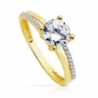 18K SOLITARIO 7MM. ORO BICOLOR CIRCONITAS