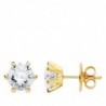 18K PENDIENTES 6 GARRAS CIRCONITA. 8 X 8 MM.