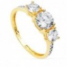 18K SORTIJA TRESILLO ORO AMARILLO PIEDRAS 6/4MM CIRCONITAS