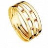 18K SORTIJA ORO AMARILLO BANDAS PIEDRAS ROJAS. ANCHO CUERPO: 8MM