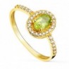 18K SORTIJA ORO AMARILLO CON OLIVINA Y CIRCONITAS. OLIVINA: 6X4 MM 0,47 KTES.