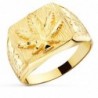 18K SELLO ORO AMARILLO RECTANGULAR HOJA MARIHUANA. 15 X 14 MM