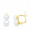 18K PENDIENTES ORO AMARILLO TU Y YO PERLAS. 11 X 6 MM. CIERRE CATALAN