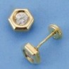 18K PENDIENTES ORO AMARILLO HEXÁGONO. 7 X 6 MM.