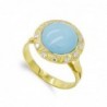 18K SORTIJA ORO AMARILLO TURQUESA FINA Y CIRCONITAS 14MM