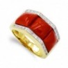 18K SORTIJA ORO AMARILLO CORAL FINO CERDEÑA Y CIRCONITAS