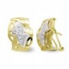 18K PENDIENTES ORO BICOLOR HOJAS MATE Y BRILLO CON CIRCONITAS