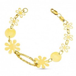 18K PULSERA FLORES. 19 CM....