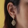 18K PENDIENTES ORO AMARILLO DOS CUERPOS CON CIRCONITAS 40 X 17 MM. CIERRE OMEGA