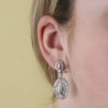 18K PENDIENTES ORO BLANCO JUEGO NOVIA CIRCONITAS 40X16 MM CIERRE OMEGA