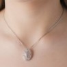 18K GARGANTILLA ORO BLANCO JUEGO NOVIA 45CM CENTRO CIRCONITAS 23X15 MM
