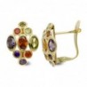 18K PENDIENTES ORO AMARILLO PIEDRAS COLORES CIERRE CATALAN