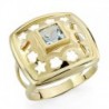 18K SORTIJA ORO AMARILLO PIEDRA CUADRADA, FLORES Y ESTRELLA