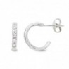 18K PENDIENTES ORO BLANCO ARGOLLAS CON CIRCONITAS CIERRE PRESION