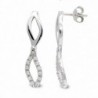 18K PENDIENTES ORO BLANCO LARGOS Y CIRCONITAS