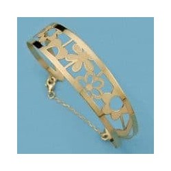 18K PULSERA RIGIDA FLORES...