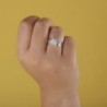 18K SORTIJA ORO BLANCO JUEGO NOVIA PIÑA CIRCONITAS ANCHO 10 MM