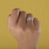 18K SORTIJA ORO BLANCO JUEGO NOVIA CIRCONITA PERA ANCHO TOTAL 11 MM