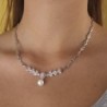 18K GARGANTILLA ORO BLANCO PERLA CULTIVADA 10 MM LONGITUD 45 CM CIERRE MOSQUETON