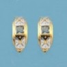 18K PENDIENTES BICOLOR PIEDRA.