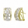18K PENDIENTES ORO BICOLOR CON CIRCONITAS CIERRE OMEGA
