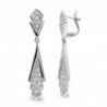 18K PENDIENTES ORO BLANCO LARGOS CIRCONITAS