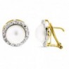 18K PENDIENTES ORO BICOLOR PERLA JAPONESA NATURAL 10 MM. CIERRE OMEGA