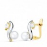 18K PENDIENTES ORO BICOLOR BANDAS Y PERLAS DE 4,5 MM. MEDIDA: 10 X 7 MM. CATALAN