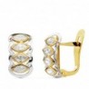 18K PENDIENTES BICOLOR CIRCONITAS. 12X7 MM