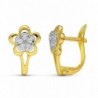 18K PENDIENTES ORO BICOLOR FLOR. 12 X 8 MM.