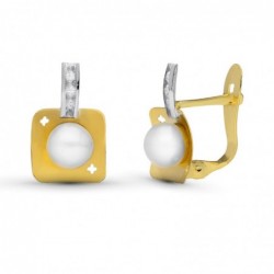 18K PENDIENTES ORO BICOLOR...