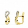 18K PENDIENTES CIRCONITAS BICOLOR. 13 X 5 MM