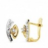 18K PENDIENTES BICOLOR CIRCONITAS. 11 X 5 MM