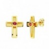 18K PENDIENTES CRUZ PIEDRA. 10 X 7 MM.