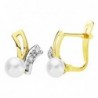 18K PENDIENTES BICOLOR PERLAS. 11 X 8 MM