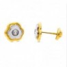 18K PENDIENTES ORO BICOLOR TREBOL. 8 X 8 MM. CIERRE TUERCA