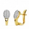 18K PENDIENTES BICOLOR CIRCONITAS. 12X5 MM