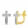 18K PENDIENTES BICOLOR CIRCONITAS. 12 X 8 MM