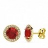 18K PENDIENTES PIEDRA ROJA CIRCONITAS 9MM.