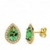 18K PENDIENTES PIEDRA VERDE CIRCONITAS 10 X 8 MM