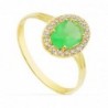 18K SORTIJA ORO AMARILLO PIEDRA VERDE OVAL CIRCONITAS 10 X 8MM